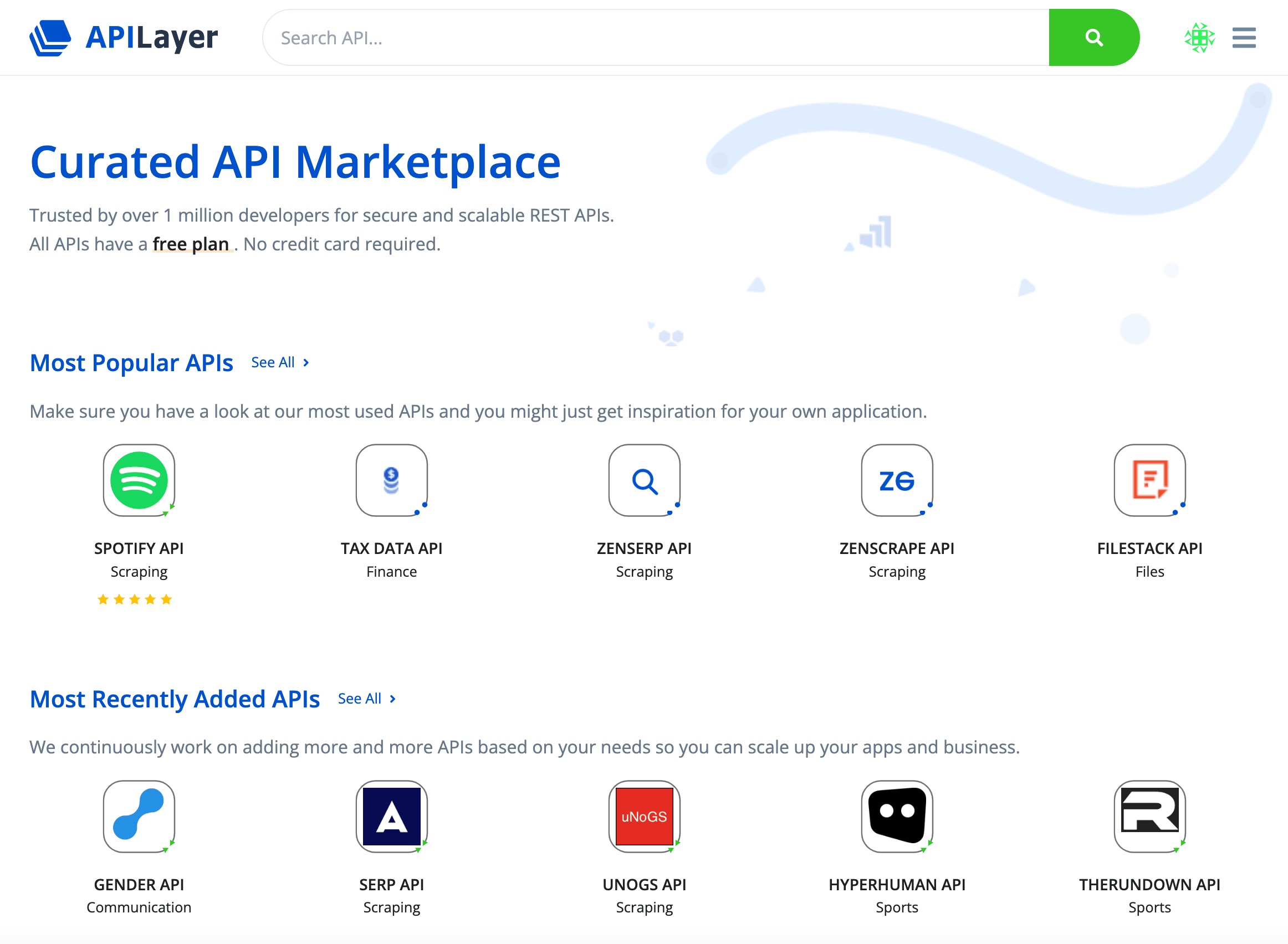 Screenshot APILayer Website
