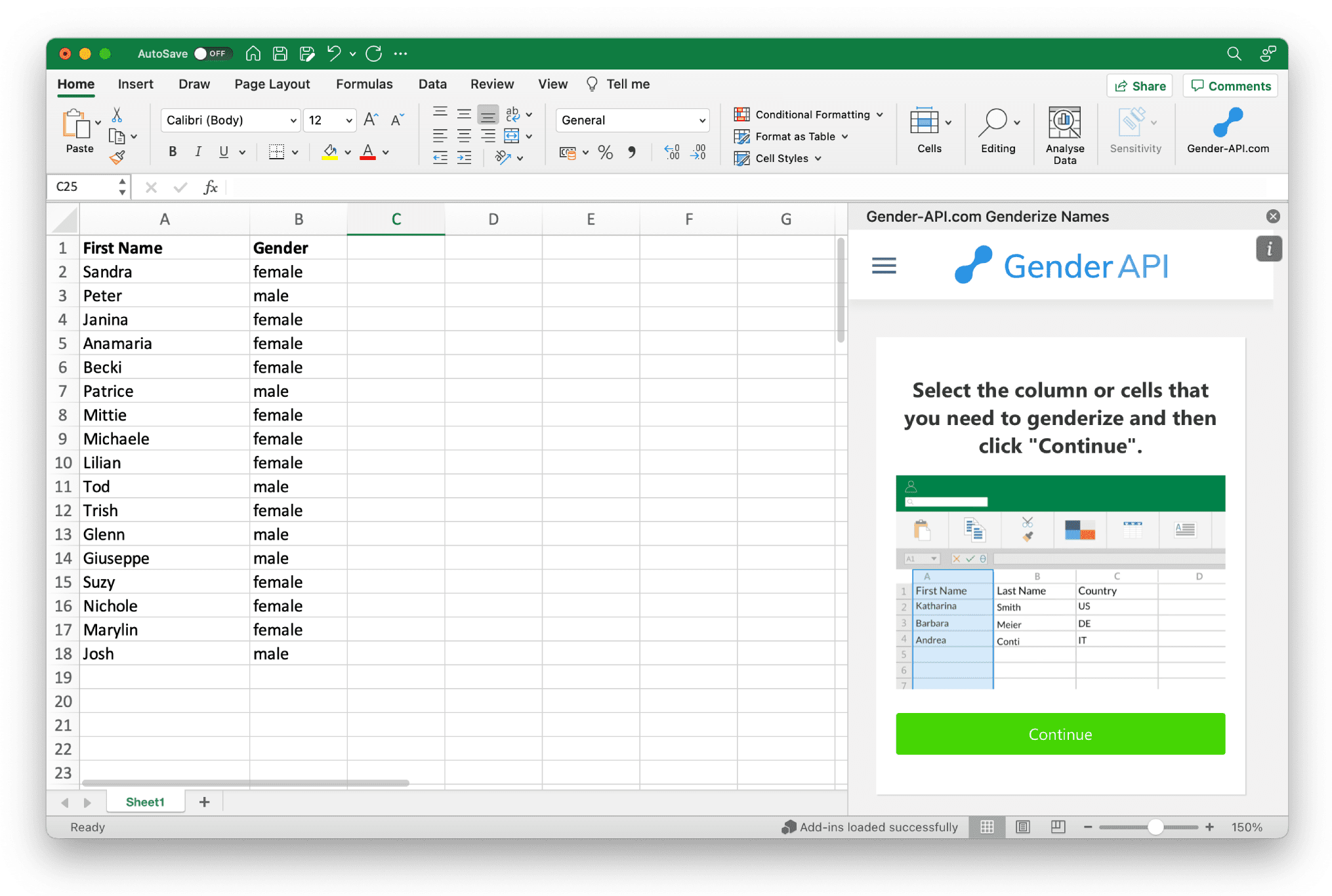 Excel Dosyasındaki Cinsiyetleri Belirle
