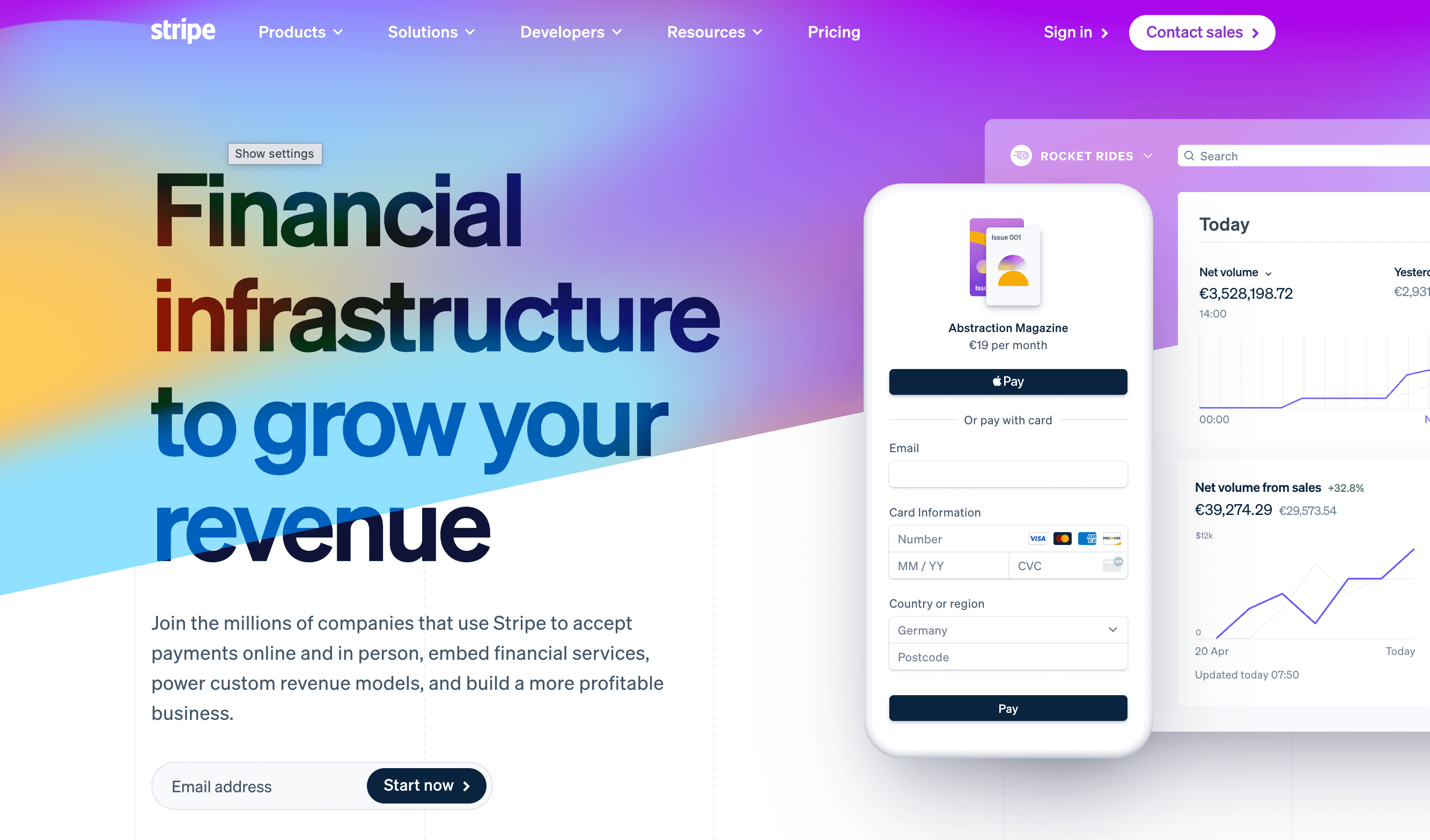 Screenshot Stripe Website